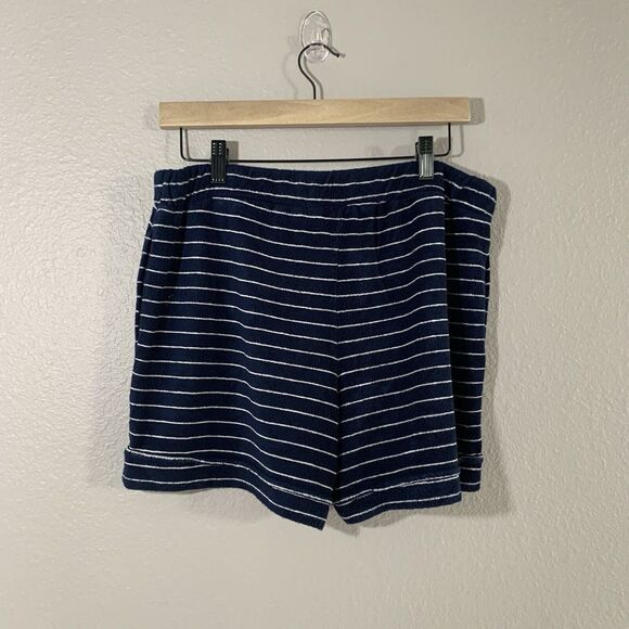 Soma WKND Women's Blue White Stripe Bamboo Blend Terry Soft Shorts Pockets M - Picture 2 of 8